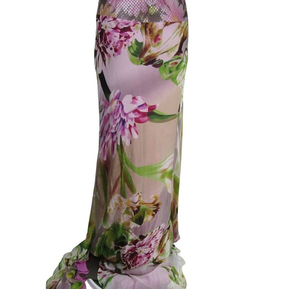 MUSANI COUTURE 6 Floral ASYMMETRICAL Halter FAIRY Pink Princess Prom Maxi Dress - Picture 10 of 14